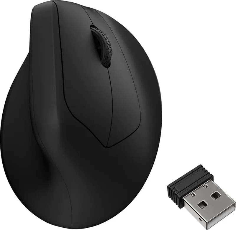 Keychron M5 - Vertikal mus - ergonomisk - optisk - 7 knappar - trådlös, kabelansluten - 2.4 GHz, Bluetooth 5.3, USB-C - vit