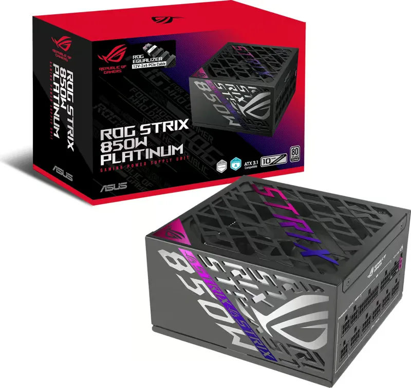 Asus ROG Strix 1000W Platinum, ATX 3.1, 135 mm fläkt, 80PLUS Platinum, löstagbara kablar