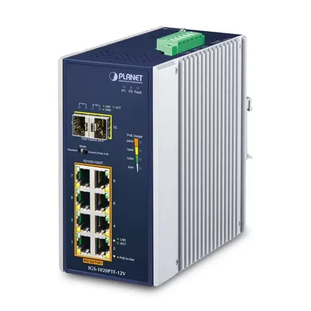 PLANET IP30 Ind 8-P ohanterad Gigabit Ethernet-switch med PoE