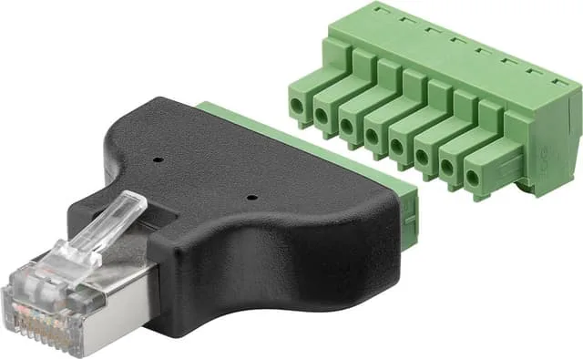 Terminalblock 8-stifts > RJ45-kontakt (8P8C)