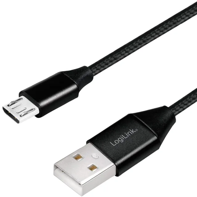 LogiLink USB-MicroUSB Ladd/synk-kabel 15W 0,3m TextiL