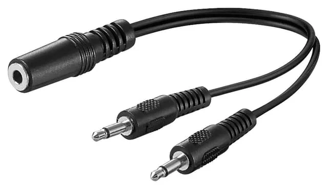 Adapter för ljud Y-kabel 3,5 mm, 1x stereokontakt till 2x monokontakt