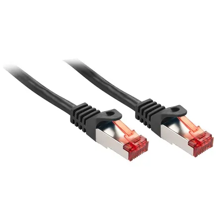 LINDY 47373 RJ45 Nätverkkabel, Patchkabel CAT 6 S/FTP 1.50 m Svart dubbelt skärmad 1 st