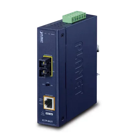PLANET IP30 Industrial 10/100/1000BA mediekonverterare 1000 Mbit/s, blå