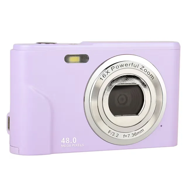 Digitalkamera 1080P, 48 megapixel, 16x zoom, lila