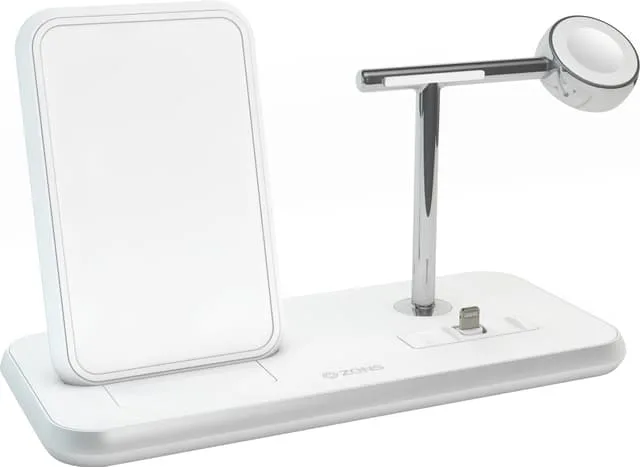Zens trippel Qi-laddare, docka och klocka 220V 10W (vit)