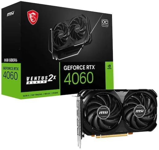 MSI GeForce RTX 4060 VENTUS 2X BLACK OC grafikkort 8 GB
