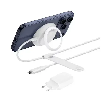 Belkin UltraCharge 25W Qi2 trådlös laddningsplatta med stöd, vit