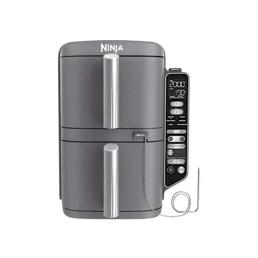 Ninja Double Stack extra stor airfryer med 2 staplade lådor och Smart Cook-system på 9,5 liter i Grå