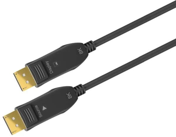 Goobay Optisk DisplayPort™-hybridkabel 2.0 (AOC) Guldpläterad Displayport™ plugg > Displayport™ plugg, 20 m