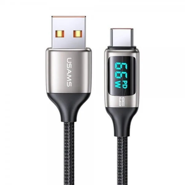 Usams U78 Display USB-A till USB-C-kabel, 1,2 m, vit