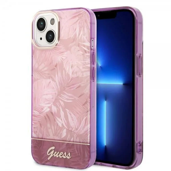Guess iPhone 14 Plus Skal Jungle Rosa
