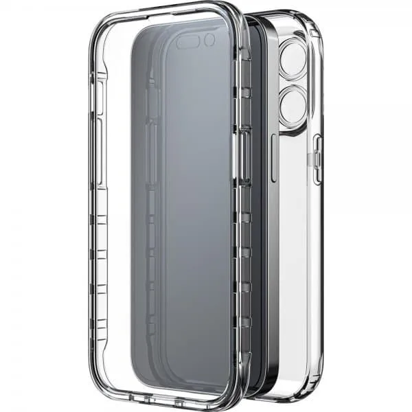 Black Rock iPhone 14 Pro Skal 360° Real Glass Case Svart Klar