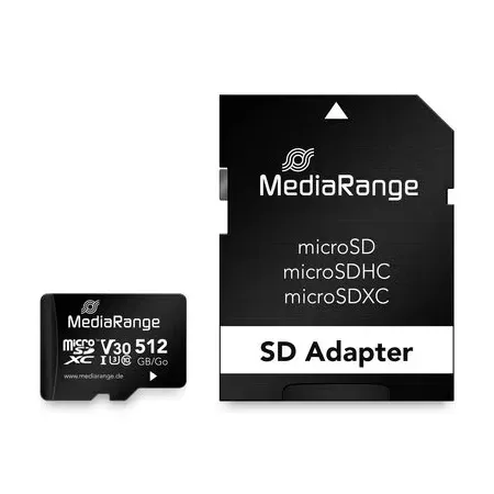 MediaRange microSD-kort 512GB, UHS-1, Cl.10, inkl. adapter