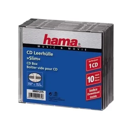 Hama CD-fodral Slim Jewel Case 10-pack transparent