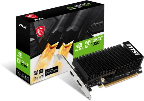MSI GeForce GT 1030 4GHD4 LP OC grafikkort, 4 GB DDR4