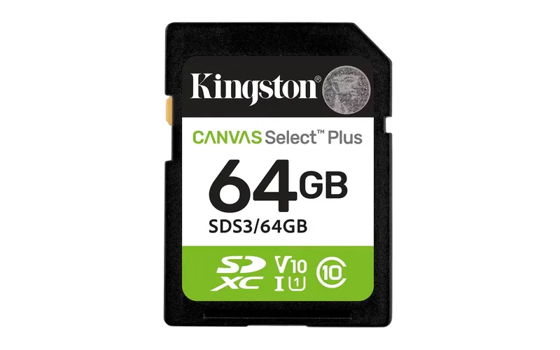 Kingston Technology 64 GB SDXC Canvas Select Plus Gen3 100 MB/s C10 UHS-I U1 V10