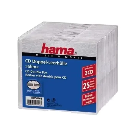 Hama 00051168 CD-fodral Slimline för 2 diskar transparent