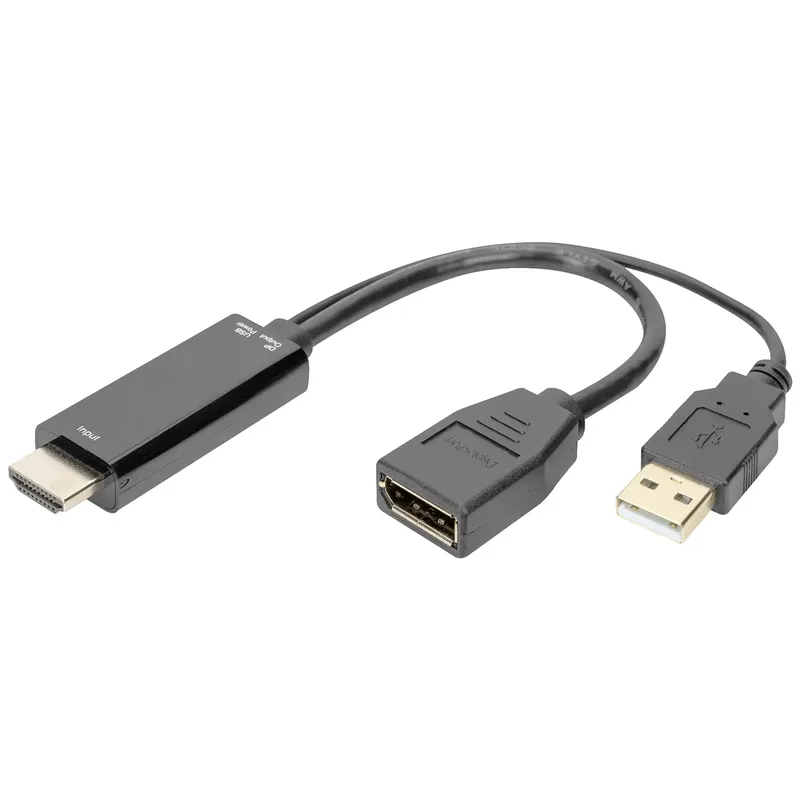 Digitus adapterkabel, HDMI till HDMI och USB, 0,2 m