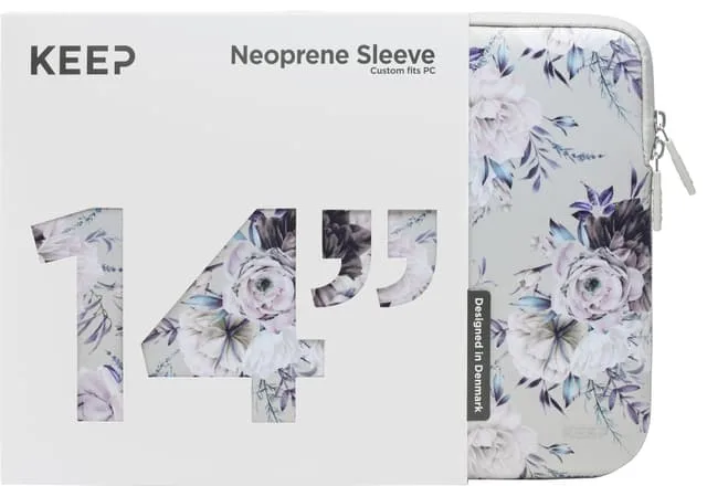 KEEP 14" PC neoprenfodral (Silver Summer Flower)