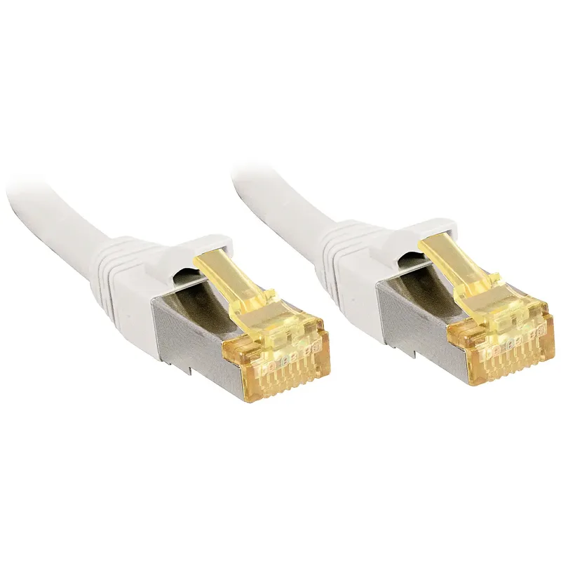 LINDY 47327 RJ45 Nätverkkabel, Patchkabel CAT 6a (råkabel CAT 7) S/FTP 7.50 m Vit Skärmad 1 st