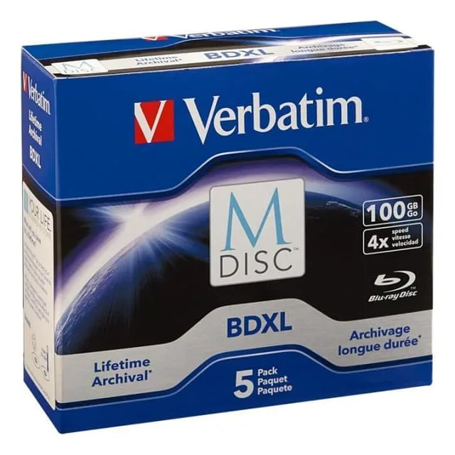 1 x 5 Verbatim M-Disc BD-R Blu-Ray 50GB 6X hastighet, juvelfodral