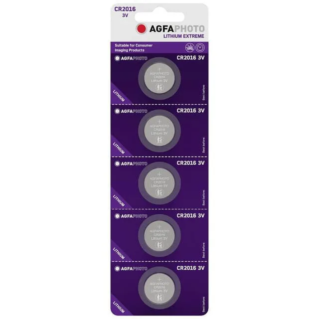 AgfaPhoto Knappcell CR 2016 Litium 3 V 5 st