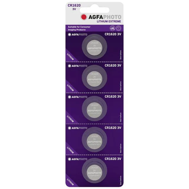 AgfaPhoto Knappcell CR 1620 Litium 3 V 5 st