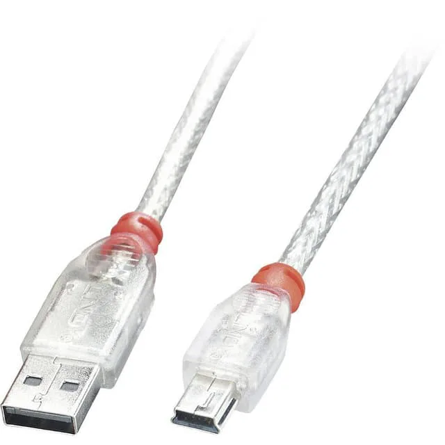 Lindy 41780 USB-kabel USB 2.0 0,2 m USB A Mini-USB B Transparent