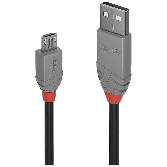 LINDY 36732 1 m Anthra Line USB 2.0 Typ A till Micro-B-kabel