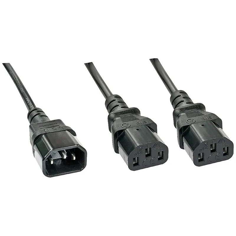Lindy 30363 Y-kabel, 1 m, C14 till 2 x C13, svart