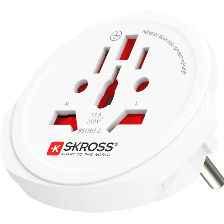 SKROSS Reseadapter Världen till Europa Jordad