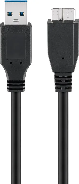 USB-A till Micro-B-kabel, 3 m, svart