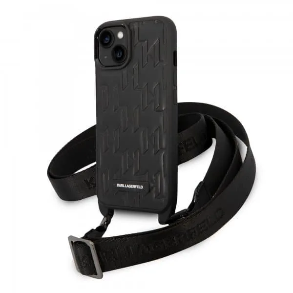 Karl Lagerfeld iPhone 14 Skal Crossbody Strap Svart