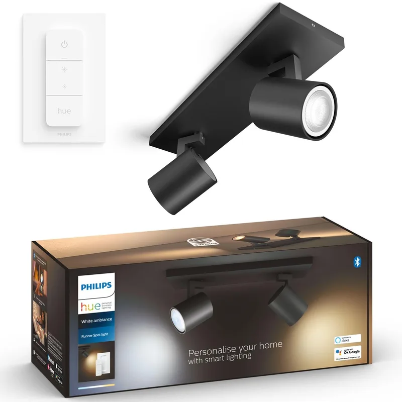 Philips Hue Runner White Ambiance 2 spotlights 800 lm Svart