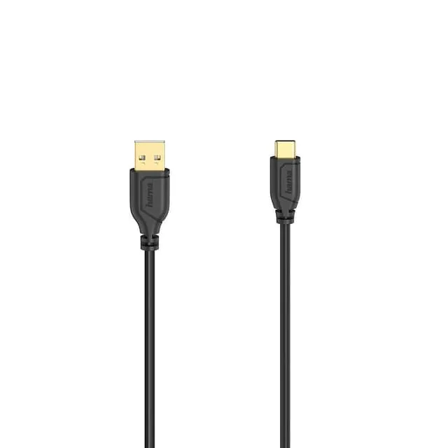Hama Kabel USB-C Flexi-Slim USB-A-USB-C Guld Svart