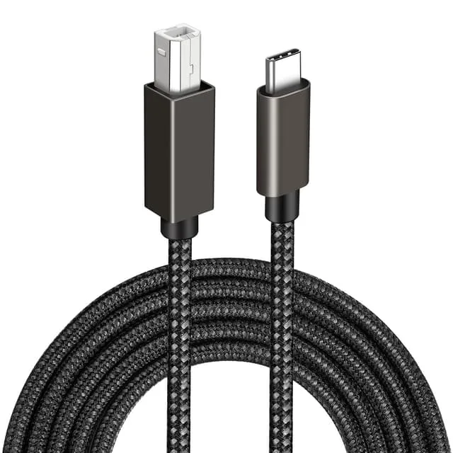 USB-B till USB-C skrivarkabel Svart