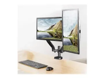 ART L-18GD - Monteringssats - justerbar dubbel arm med fullt rörelseområde - för 2 LCD-bildskärmar - metall - svart - skärmstorlek: 10"-32" - disk-monteringsbar