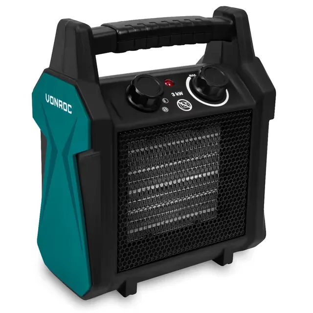 VONROC Elektrisk värmefläkt – 2000W/3000W – Keramisk