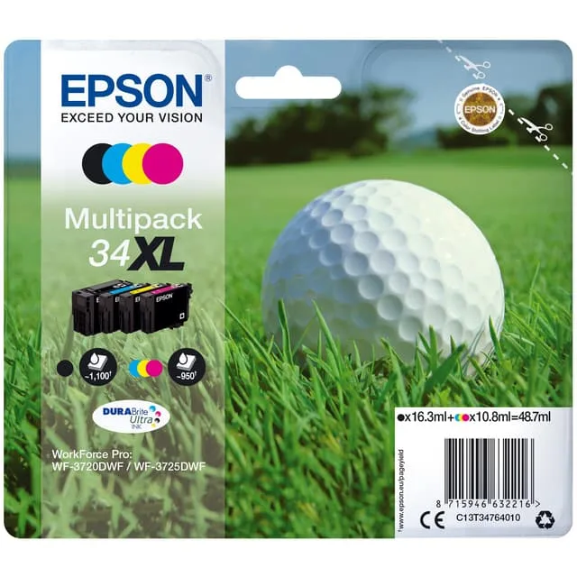 Epson Bläckpatroner 34XL Cyan Magenta Gul Svart DuraBrite Ultra