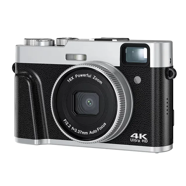 Digitalkamera 4K, 48 MP, 16x zoom, autofokus, sökare, svart