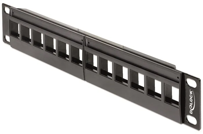 Delock 10" Keystone-patchpanel för 12 Keystone-kontakter, 1U, svart