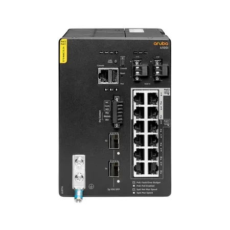 HPE Aruba Networking CX 4100i 12p 1GbE 8p Class4 PoE and 4p Class6 PoE 2p SFP+ DIN Mount Switch Admi