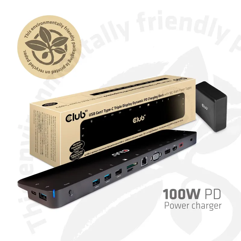 Club 3D USB Type-C Triple Display 100W dockningsstation