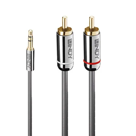 Lindy 35337 ljudkabel 3,5 mm till 2 x RCA, 10 m, antracit