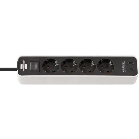Brennenstuhl Ecolor grenuttag 4 uttag USB-C 15,5 W vit/svart