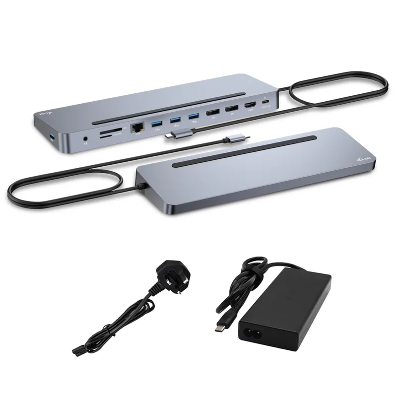 i-tec C31FLAT2PDPRO100W dockningsstationer för bärbara datorer Kabel USB 3.2 Gen 1 (3.1 Gen 1) Type-C Silver