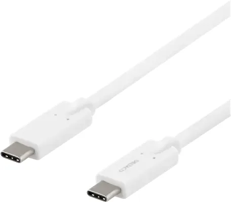 DELTACO USB-C till USB-C kabel, 5 Gbit/s, 5A, 2 m, vit