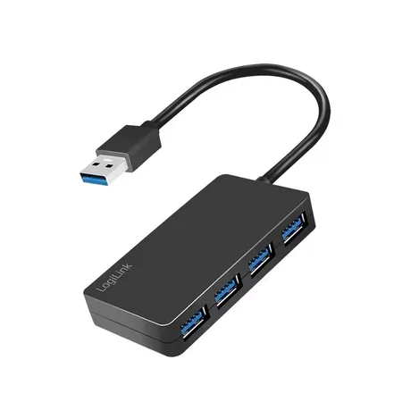 LogiLink UA0396 USB-hubb, USB 3.2 Gen 1, 4 USB-A-portar, svart