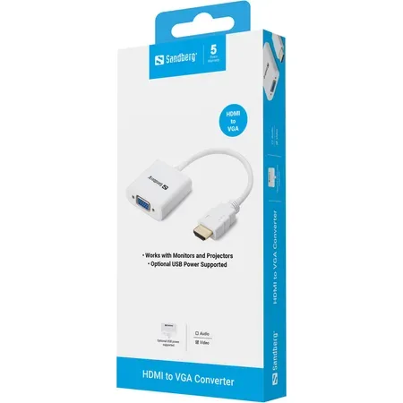 Sandberg HDMI till VGA-omvandlare, vit